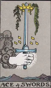 Ace of Swords, classic RWS illustration