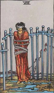 Eight of Swords, classic RWS illustration