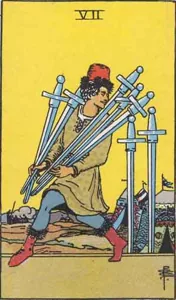 Seven of Swords, classic RWS illustration