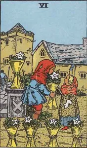 Six of Cups, classic RWS illustration