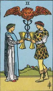 Two of Cups, classic RWS illustration