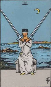 Two of Swords, classic RWS illustration